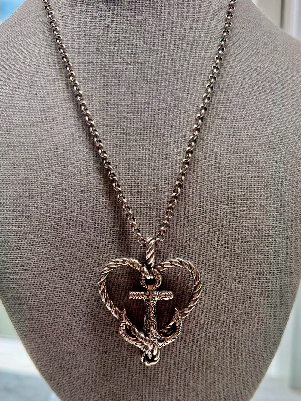 Brighton Silver plated Anchor Heart Pendant Necklace - Women Jewelry